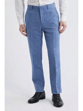 Theory Mens Size 38 Blue Mayer Linen Blend Dress Pants Office NEW